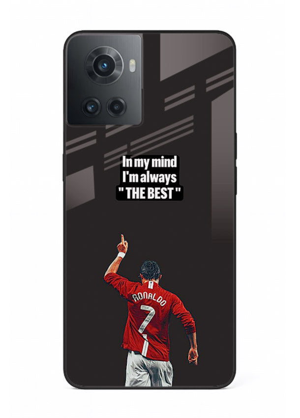 Motivational number seven football artwork on premium tempered glass OnePlus 10R back cover