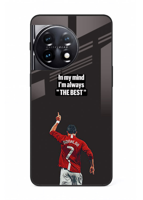 Motivational number seven football artwork on premium tempered glass OnePlus 11 back cover