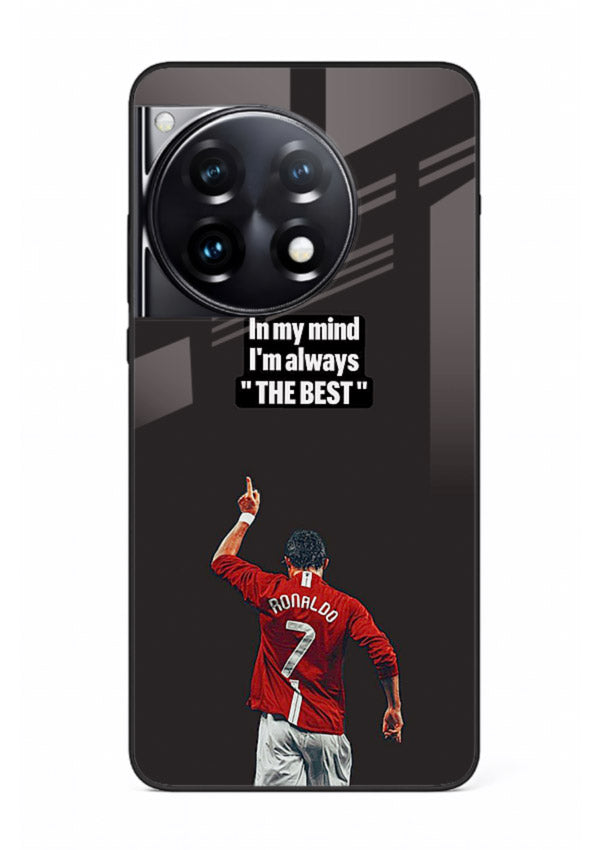 Motivational number seven football artwork on premium tempered glass OnePlus 12R back cover