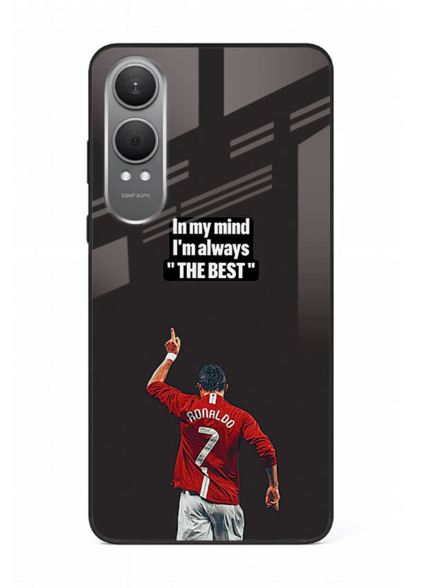 Motivational number seven football artwork on premium tempered glass OnePlus Nord CE4 Lite back cover