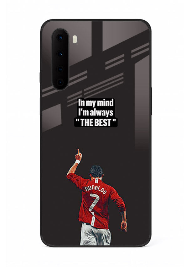 Motivational number seven football artwork on premium tempered glass OnePlus Nord back cover