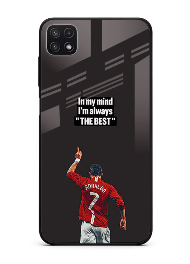 Motivational number seven football artwork on premium tempered glass Samsung A22 5G back cover
