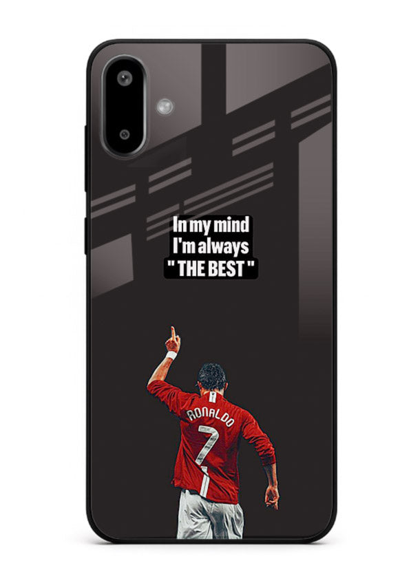 Motivational number seven football artwork on premium tempered glass Samsung F06 5G back cover