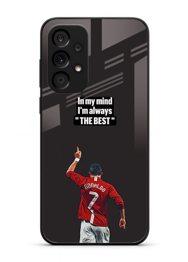Motivational number seven football artwork on premium tempered glass Samsung A53 5G back cover
