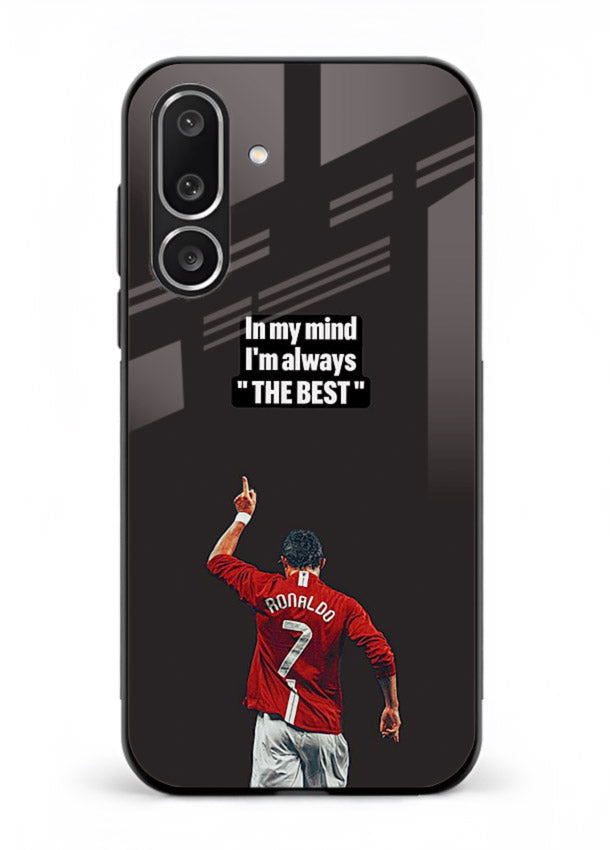 Motivational number seven football artwork on premium tempered glass Samsung M36 5G back cover