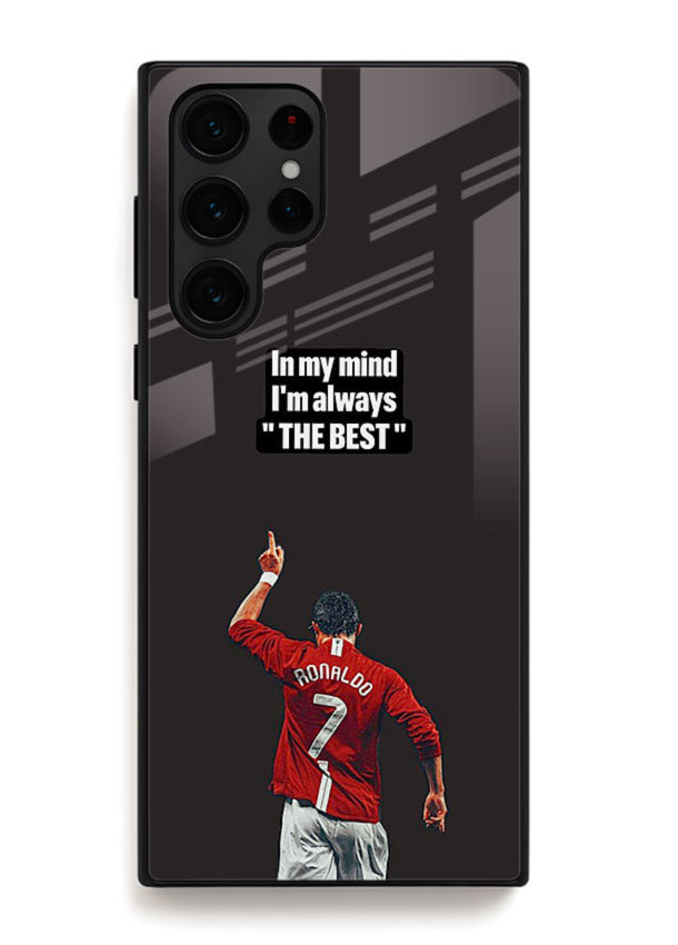 Motivational number seven football artwork on premium tempered glass Samsung S22 Ultra back cover