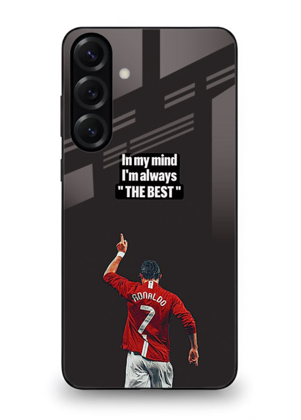 Motivational number seven football artwork on premium tempered glass Samsung A55 5G back cover