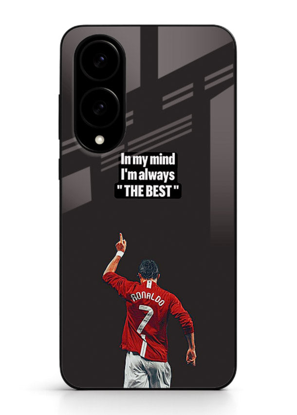 Motivational number seven football artwork on premium tempered glass Samsung S25 Edge back cover