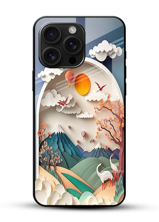Miniature Scenic World tiny landscape artwork glossy vibrant premium glass back cover - Angle Front