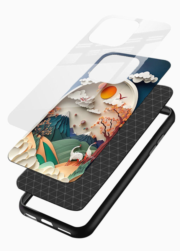 Miniature Scenic World tiny landscape artwork glossy vibrant premium glass back cover - Angle Layers