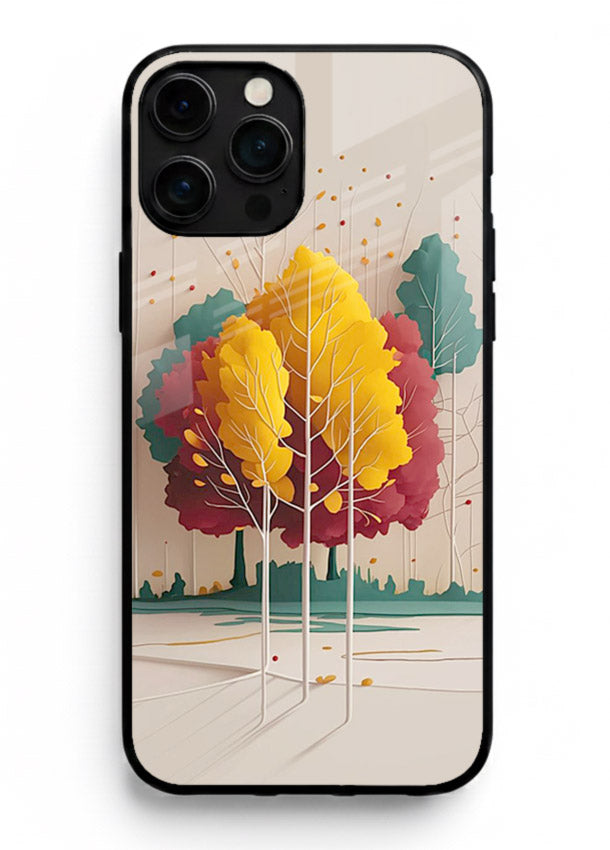 Minimal Autumn Trees warm minimal autumn artwork iphone 14 pro max glass back cover