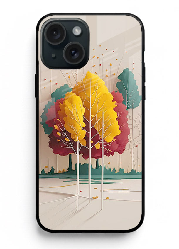 Minimal Autumn Trees warm minimal autumn artwork iphone 14 glass back cover