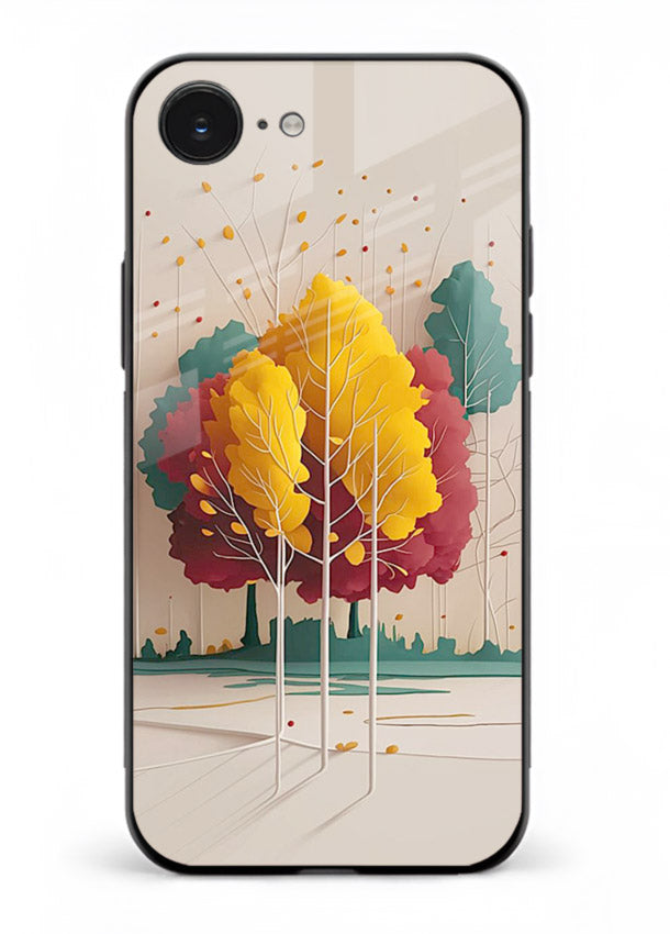 Minimal Autumn Trees warm minimal autumn artwork iphone 16e glass back cover