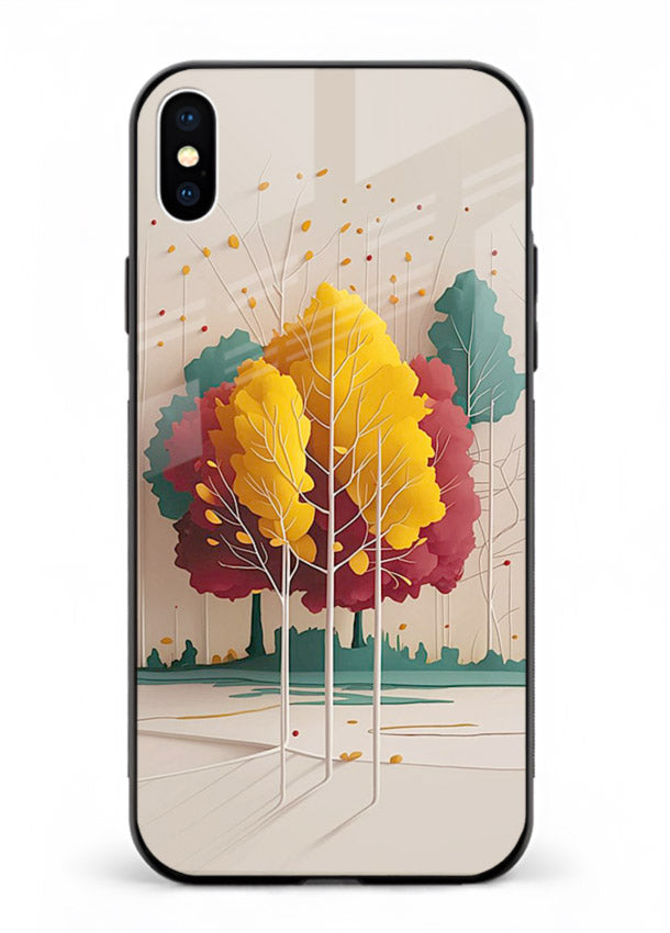 Minimal Autumn Trees warm minimal autumn artwork iphone xs max glass back cover