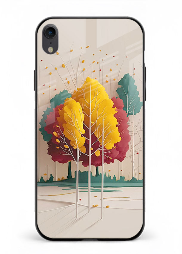Minimal Autumn Trees warm minimal autumn artwork iphone xr glass back cover
