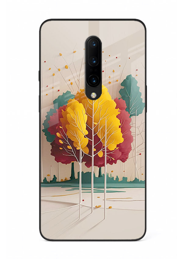 Minimal Autumn Trees warm minimal autumn artwork OnePlus 8 glass back cover