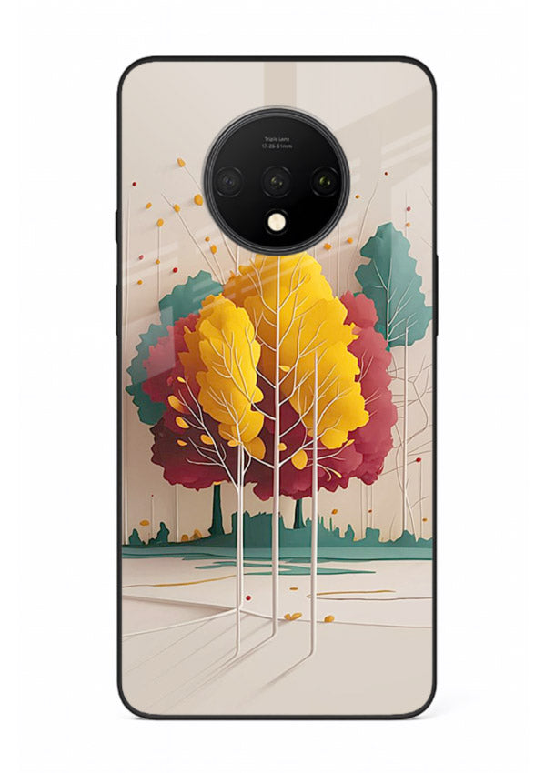 Minimal Autumn Trees warm minimal autumn artwork OnePlus 7T glass back cover