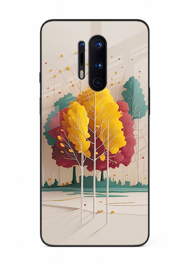 Minimal Autumn Trees warm minimal autumn artwork OnePlus 8 Pro glass back cover