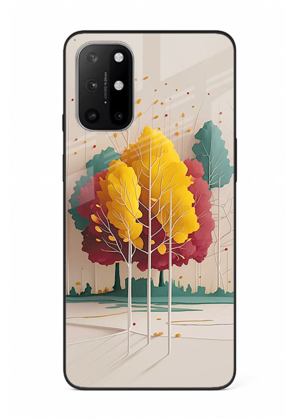 Minimal Autumn Trees warm minimal autumn artwork OnePlus 8T glass back cover