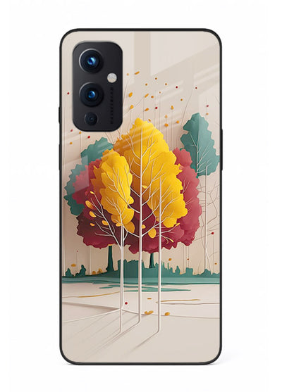 Minimal Autumn Trees warm minimal autumn artwork OnePlus 9 Pro glass back cover