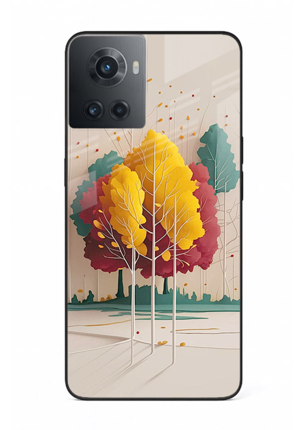 Minimal Autumn Trees warm minimal autumn artwork OnePlus 10R glass back cover