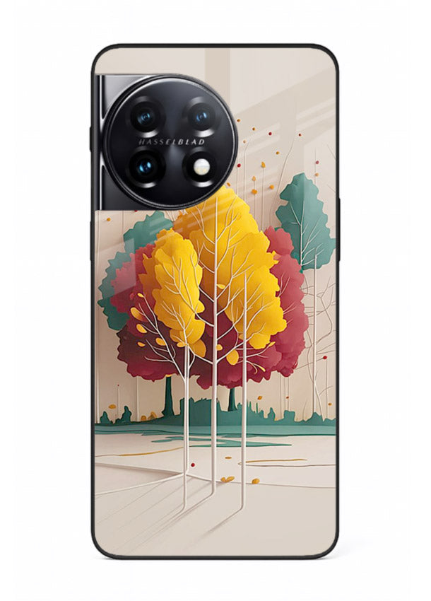 Minimal Autumn Trees warm minimal autumn artwork OnePlus 11R glass back cover