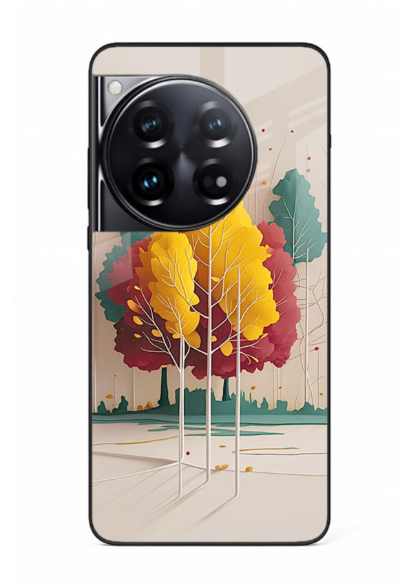 Minimal Autumn Trees warm minimal autumn artwork OnePlus 12 glass back cover