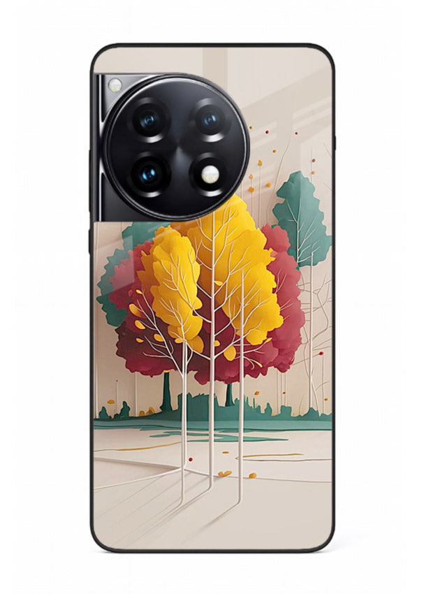 Minimal Autumn Trees warm minimal autumn artwork OnePlus 12R glass back cover