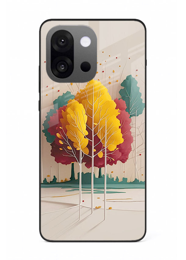 Minimal Autumn Trees warm minimal autumn artwork OnePlus 13s glass back cover
