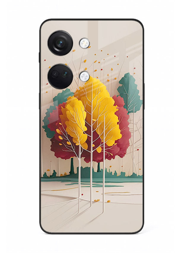 Minimal Autumn Trees warm minimal autumn artwork OnePlus Nord 3 glass back cover