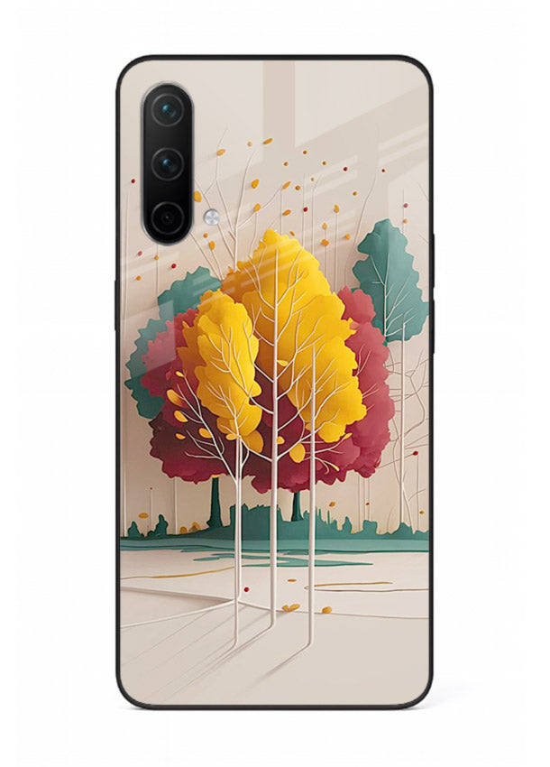 Minimal Autumn Trees warm minimal autumn artwork OnePlus Nord CE 5G glass back cover