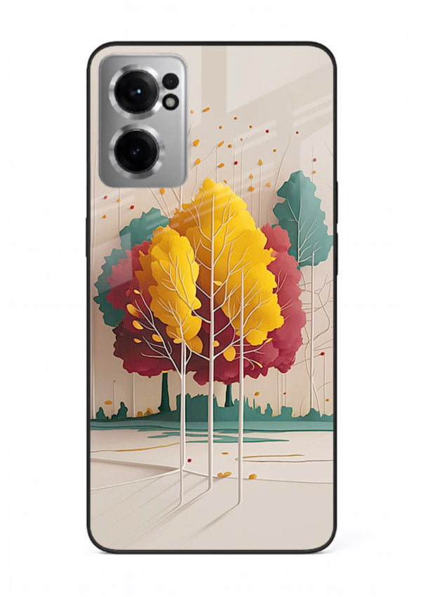 Minimal Autumn Trees warm minimal autumn artwork OnePlus Nord CE2 5G glass back cover