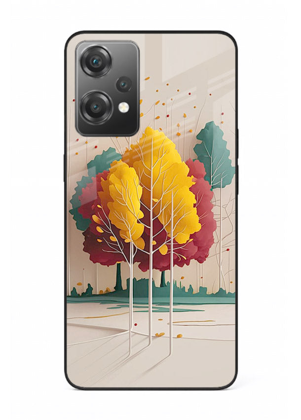 Minimal Autumn Trees warm minimal autumn artwork OnePlus Nord CE2 Lite 5G glass back cover