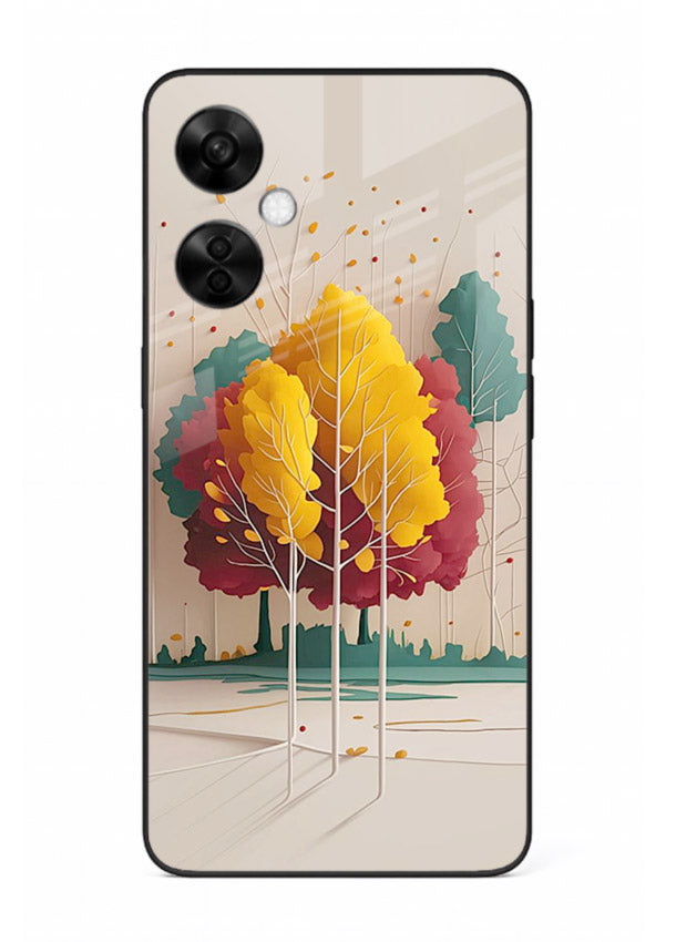 Minimal Autumn Trees warm minimal autumn artwork OnePlus Nord CE3 Lite glass back cover