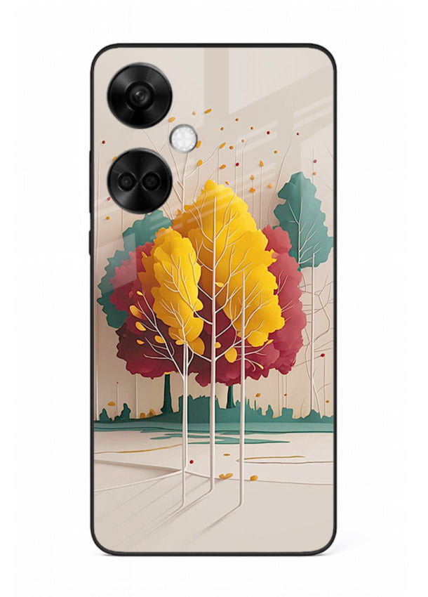 Minimal Autumn Trees warm minimal autumn artwork OnePlus Nord CE3 glass back cover