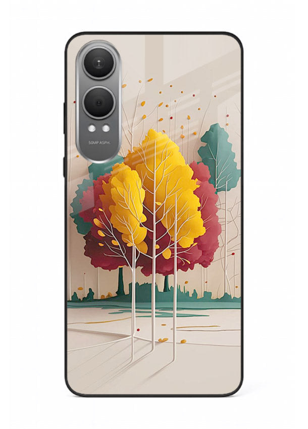 Minimal Autumn Trees warm minimal autumn artwork OnePlus Nord CE4 Lite glass back cover