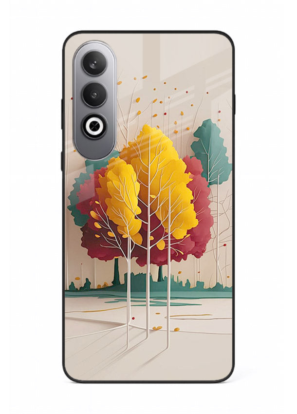 Minimal Autumn Trees warm minimal autumn artwork OnePlus Nord CE4 glass back cover