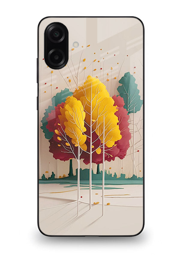 Minimal Autumn Trees warm minimal autumn artwork Samsung A06 5G glass back cover