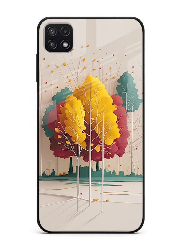 Minimal Autumn Trees warm minimal autumn artwork Samsung F42 5G glass back cover
