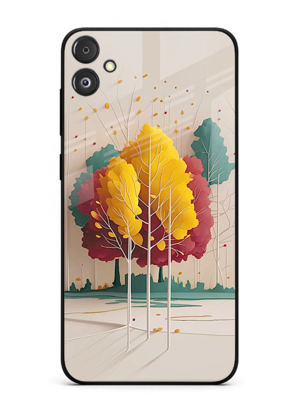 Minimal Autumn Trees warm minimal autumn artwork Samsung F05 5G glass back cover