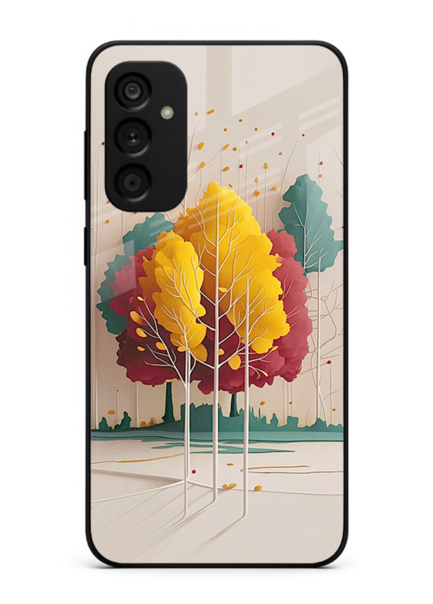 Minimal Autumn Trees warm minimal autumn artwork Samsung A34 5G glass back cover