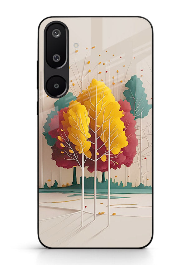 Minimal Autumn Trees warm minimal autumn artwork Samsung F16 5G glass back cover