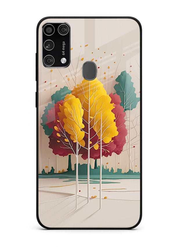 Minimal Autumn Trees warm minimal autumn artwork Samsung M31 Prime glass back cover