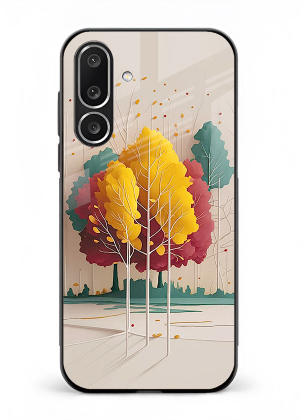 Minimal Autumn Trees warm minimal autumn artwork Samsung M56 5G glass back cover