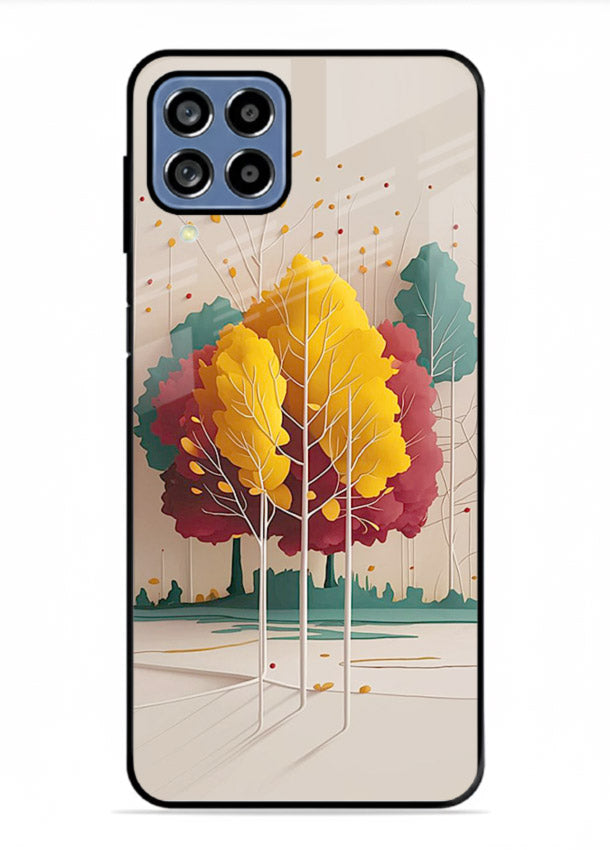 Minimal Autumn Trees warm minimal autumn artwork Samsung F12 5G glass back cover