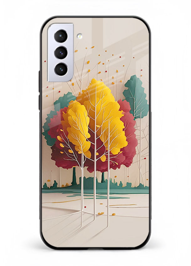 Minimal Autumn Trees warm minimal autumn artwork Samsung S21 FE glass back cover