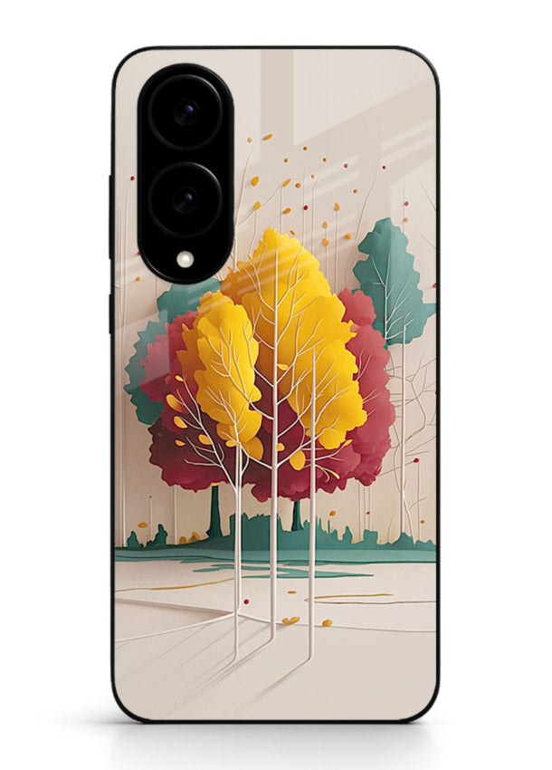 Minimal Autumn Trees warm minimal autumn artwork Samsung S25 Edge glass back cover