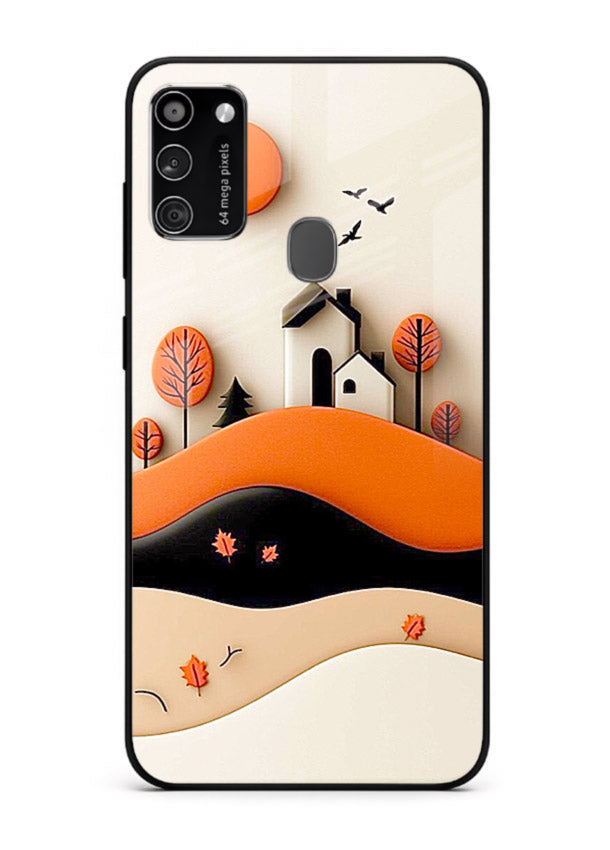 Minimal Hill House minimal hills artwork Samsung M21 glass back cover