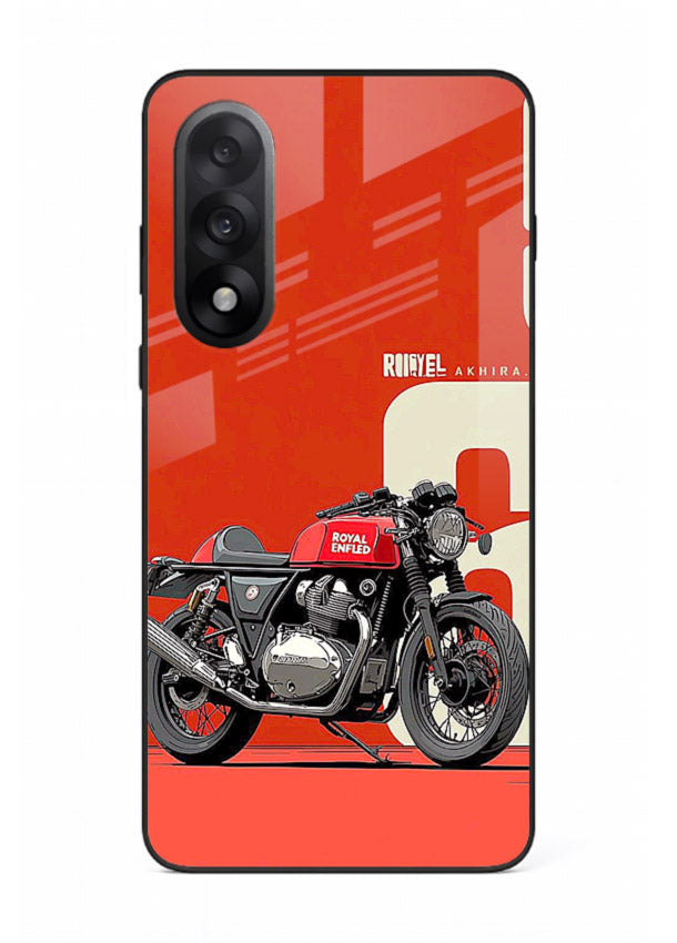 Red retro motorcycle artwork on glossy tempered glass OnePlus Nord 5 back cover