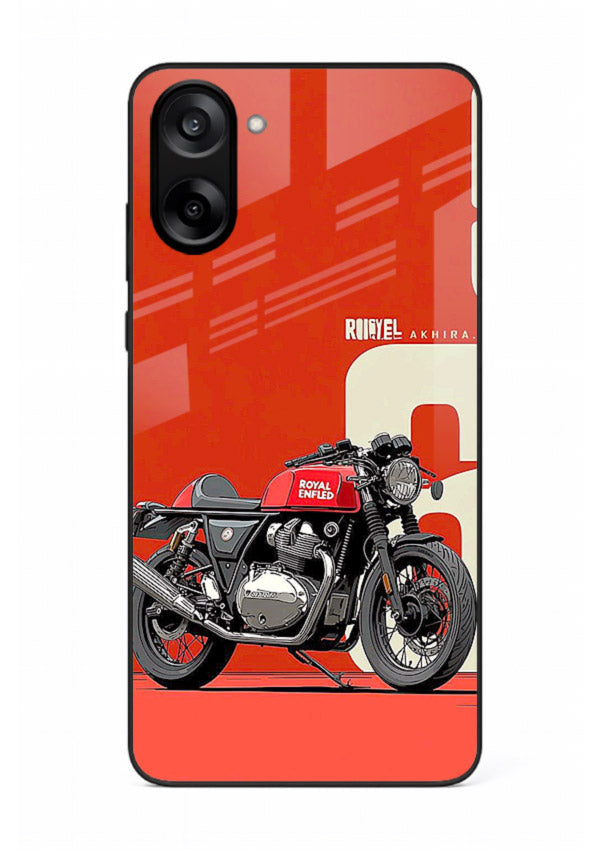 Red retro motorcycle artwork on glossy tempered glass OnePlus Nord CE5 back cover